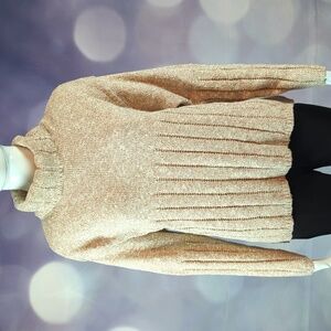 Liz Claiborne Lizwear sz Petite L New With Tags Beige Knit Cotton Blend Sweater